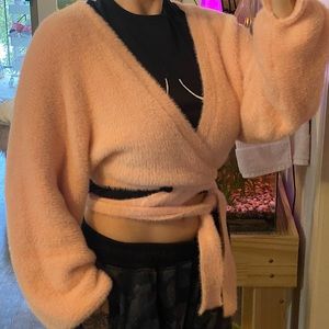 peach fuzzy sweater